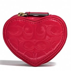 COACH EMBOSSED LIQUID GLOSS HEART JEWELRY POUCH